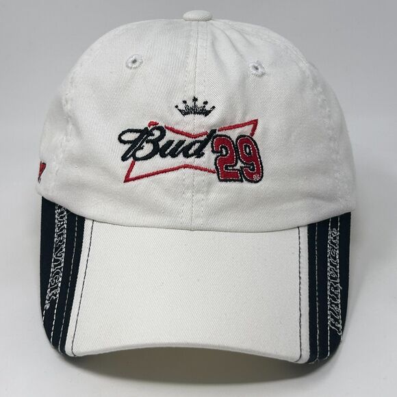 Budweiser Kevin Harvick NASCAR Dad Hat Baseball Cap Auto Racing Strapback White - Picture 9 of 9